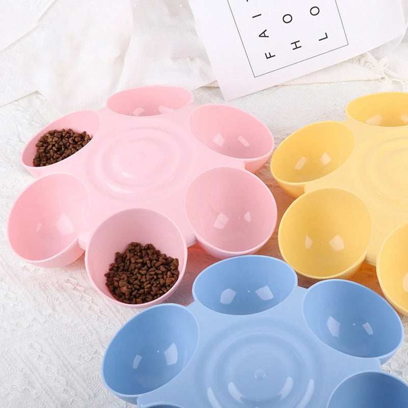 6 in 1 Dog Bowl Puppy Slow Feeder Dog Bowl Multi-function Cat Drinking Water Bottle flower-shaped Cat Water Feeding Bowl