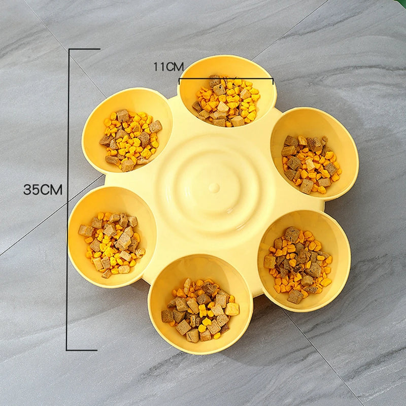 6 in 1 Dog Bowl Puppy Slow Feeder Dog Bowl Multi-function Cat Drinking Water Bottle flower-shaped Cat Water Feeding Bowl