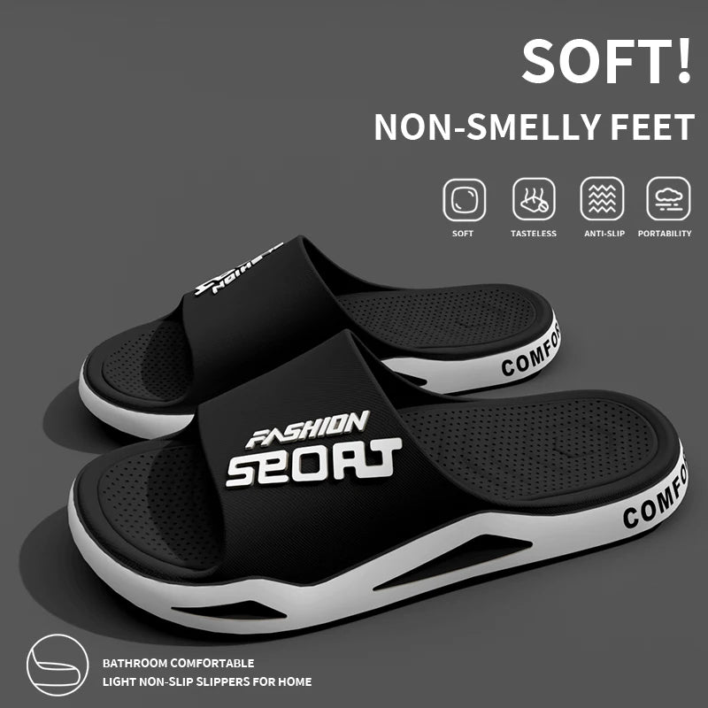 Fashion&Sports Men's Summer Slippers Anti-slip PVC Durable Slipper Outdoor Beach Flip Flops for Men Household Comfortable Shoes