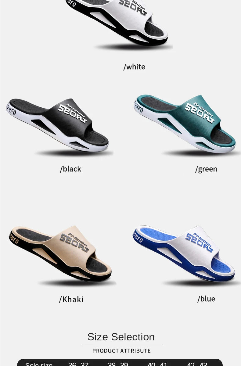 Fashion&Sports Men's Summer Slippers Anti-slip PVC Durable Slipper Outdoor Beach Flip Flops for Men Household Comfortable Shoes